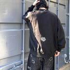 Embroidered Logo Switching Cotton Sweatshirt #BLACK [CCC-241C001]