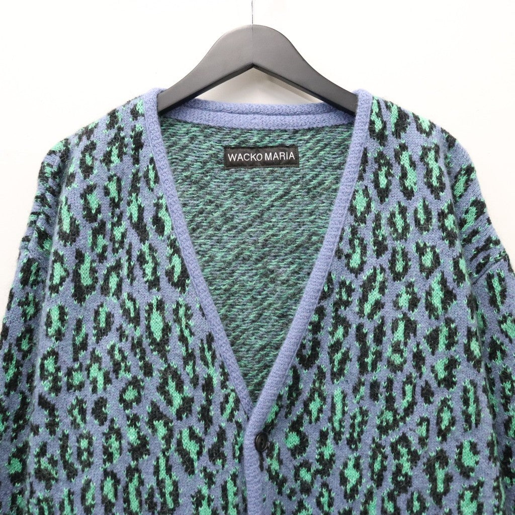 LEOPARD MOHAIR JACQUARD CARDIGAN #BLUE [26FW-WMK-KN17]