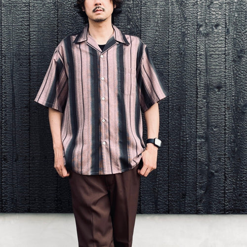 OMBRE STRIPED OPEN COLLAR SHIRT S/S #PINK [26SS-WMS-OC12]