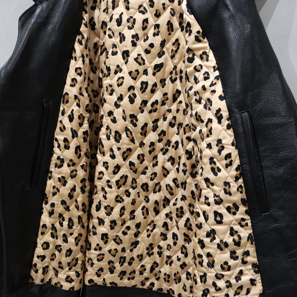 雙排扣皮外套（2 型）#黑色 [24FW-WMO-BL04]