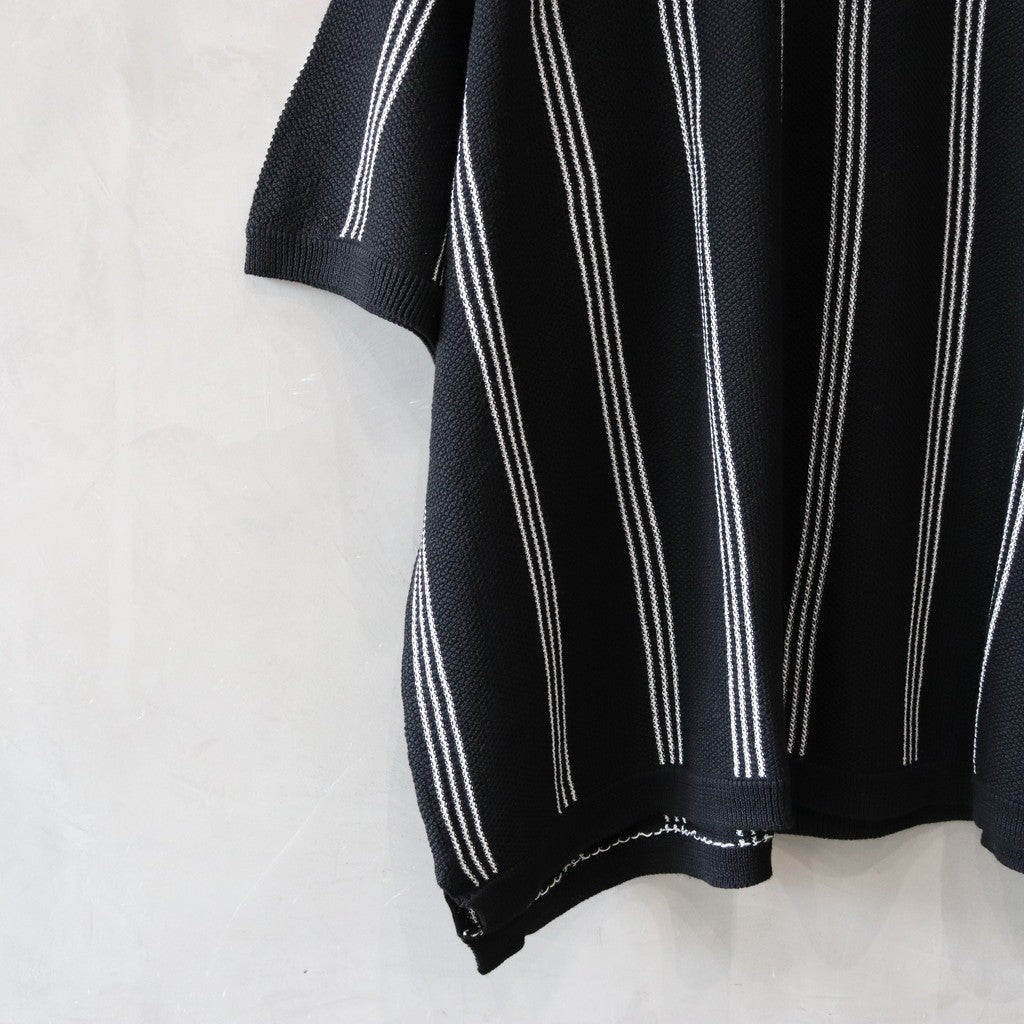 STRIPE KNIT POLO #BLACK [SS24-KN03]