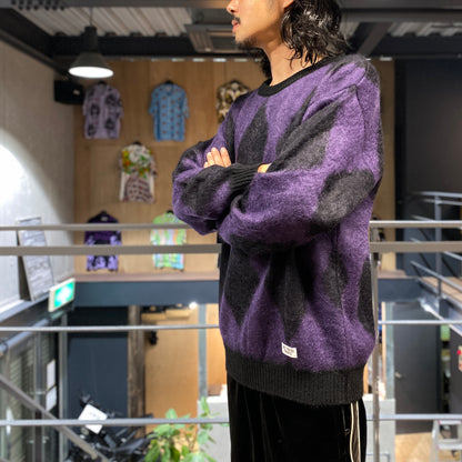 DIAMOND MOHAIR CREW NECK SWEATER #PURPLE [23FW-WMK-KN18]