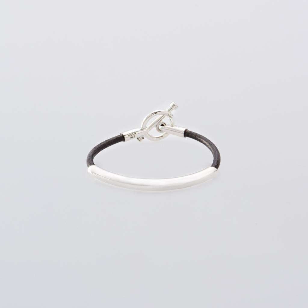Round Leather Bracelet -Black- #SILVER [XOLB004L-BLK]