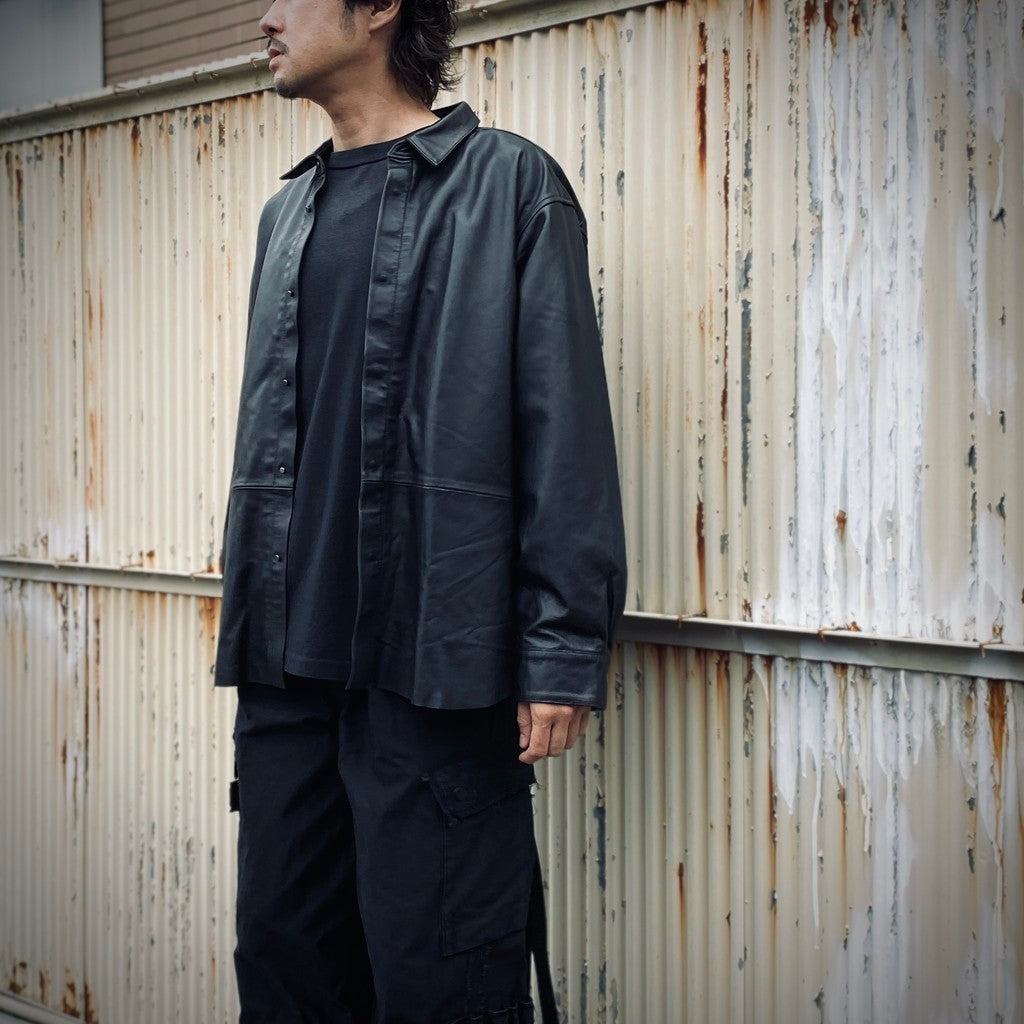 LEATHER SHIRT #GOAT SKIN SUEDE LEATHER [sn25f002]