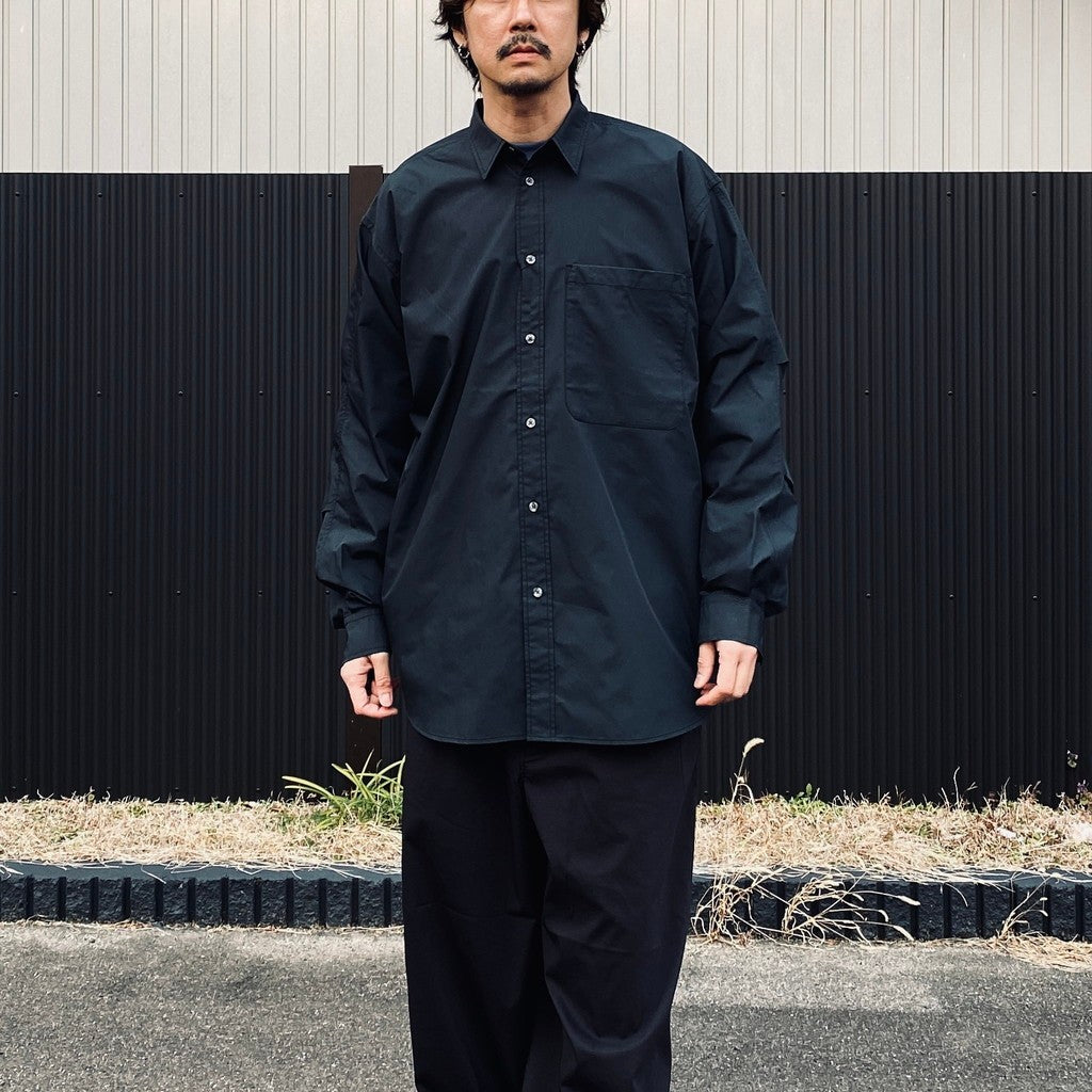 TECH REGULAR COLLAR SHIRT L/S SOLID #INK BLACK [BE-81026]