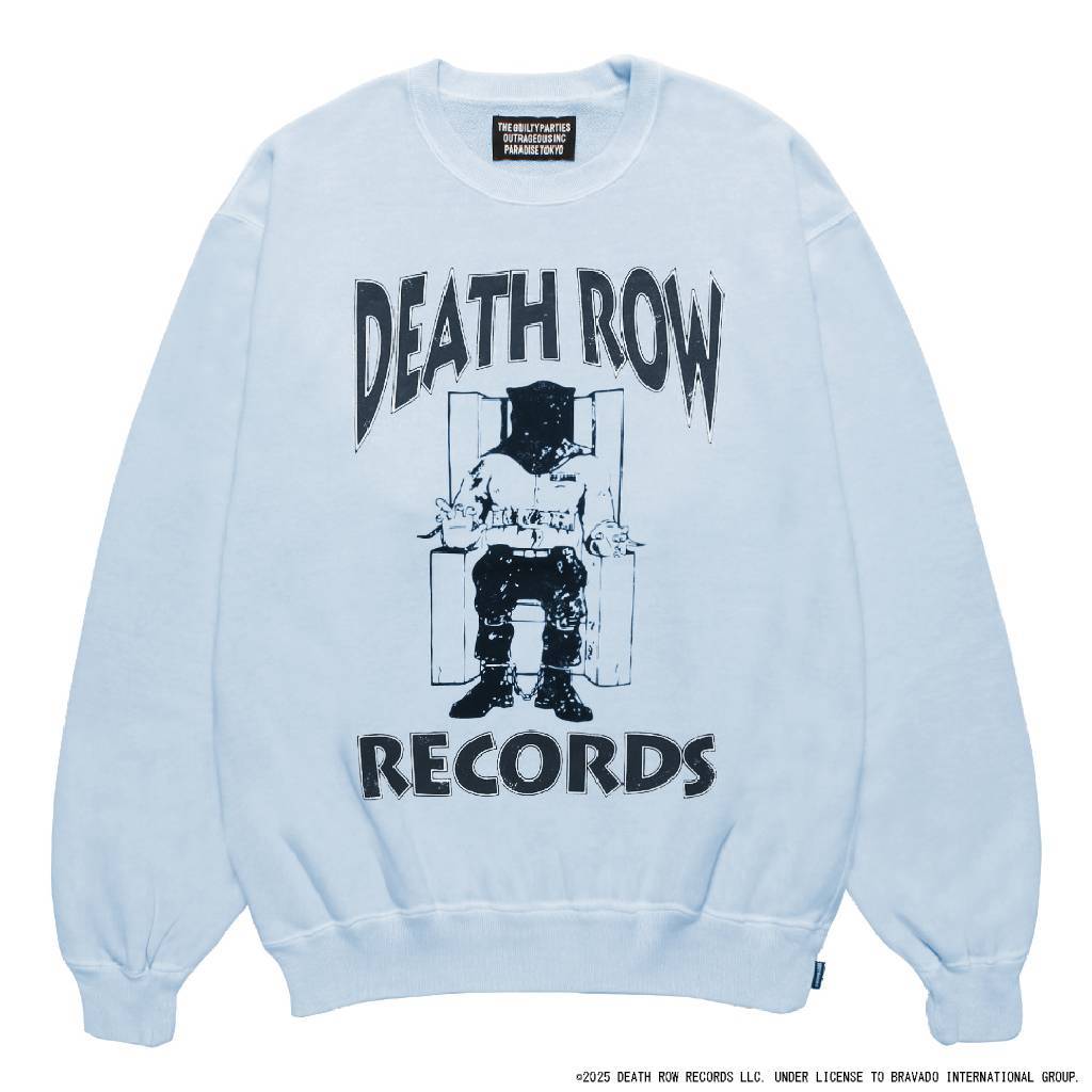 DEATH ROW RECORDS | WASHED MIDDLE WEIGHT CREW NECK SWEAT SHIRT #BLUE [DEATHROW-WM-SS03]