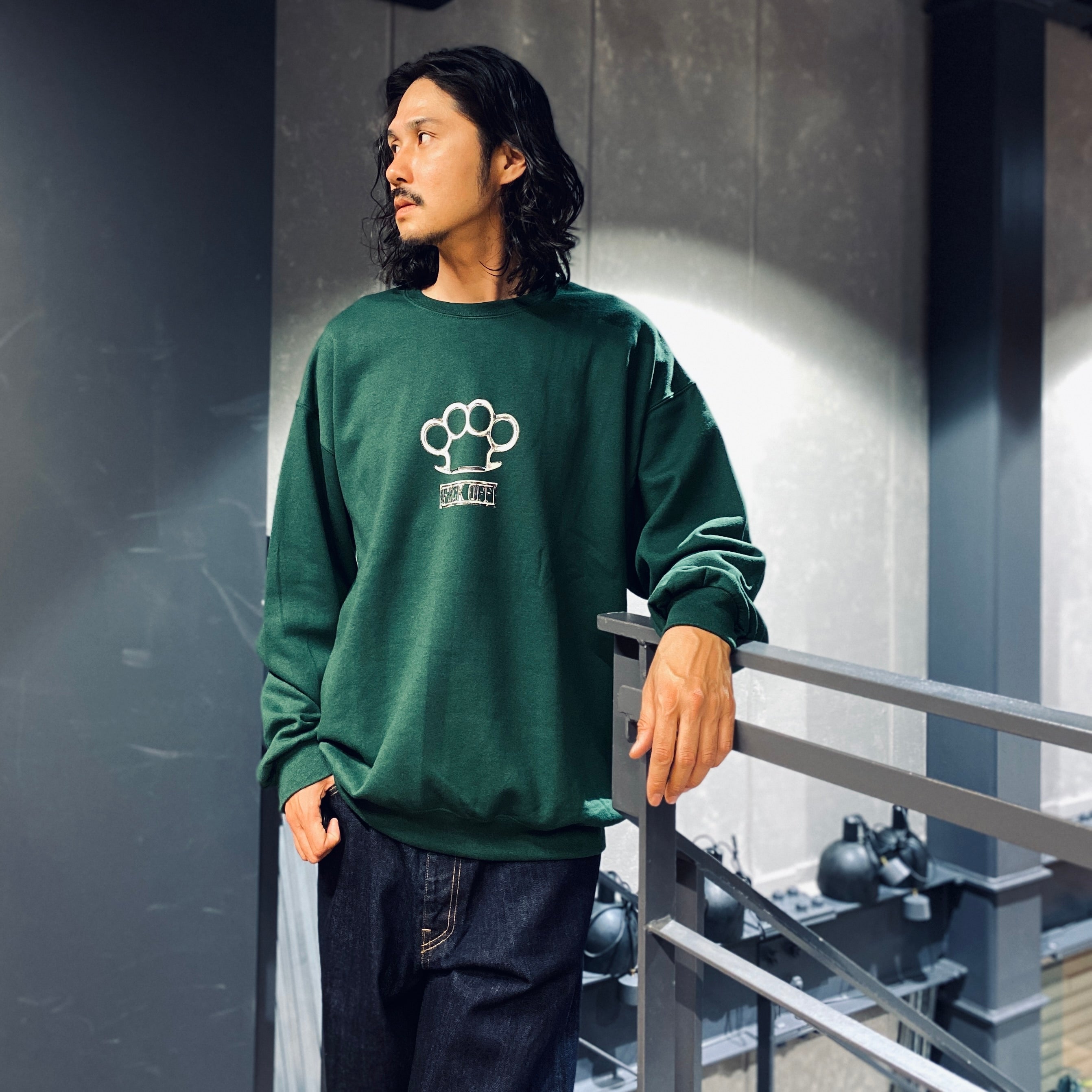JOHNNY | CREW NECK SWEAT SHIRT #GREEN [JOHNNY-WM-SS01]