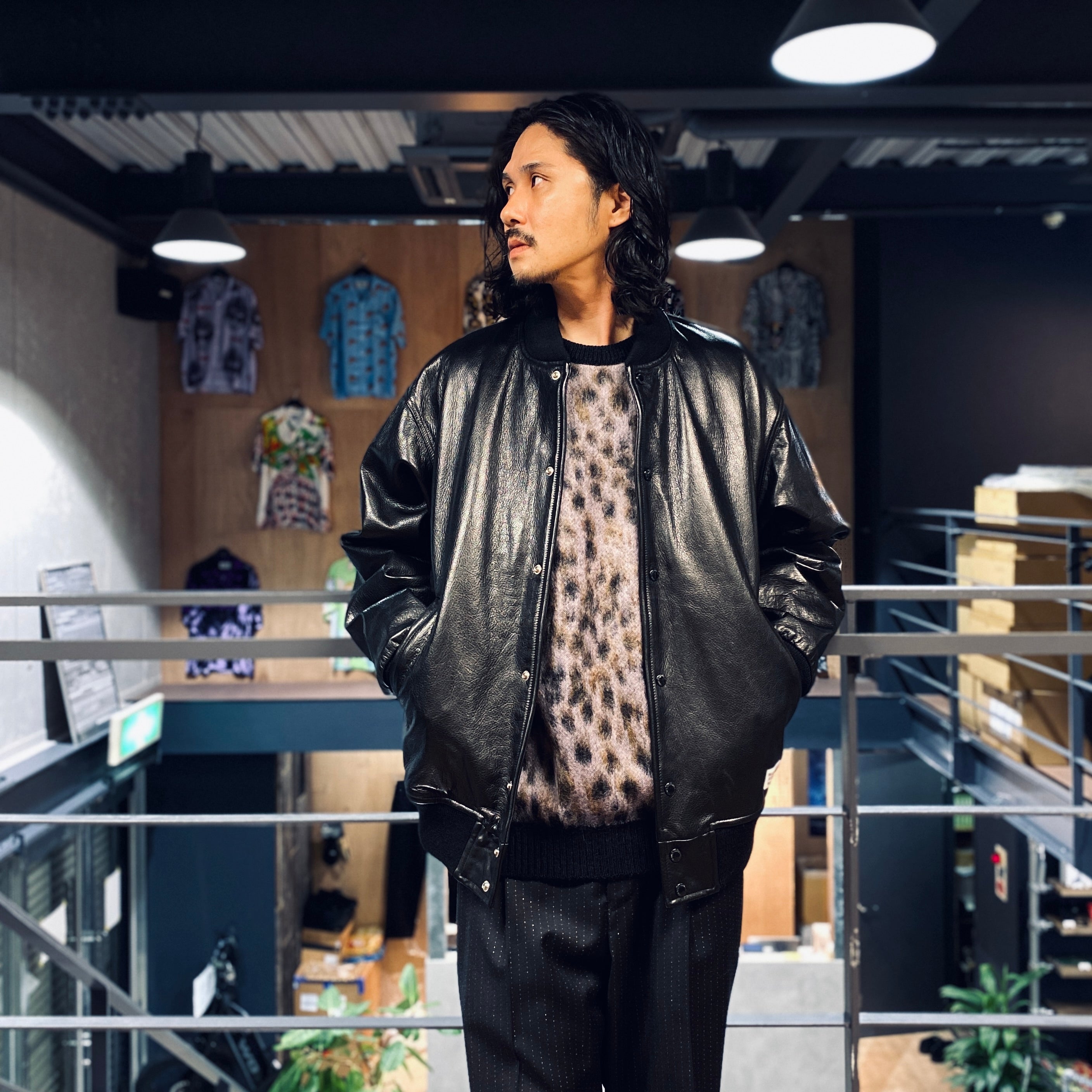 LEOPARD MOHAIR CREW NECK SWEATER -TYPE 1- #PURPLE [23FW-WMK-KN12]