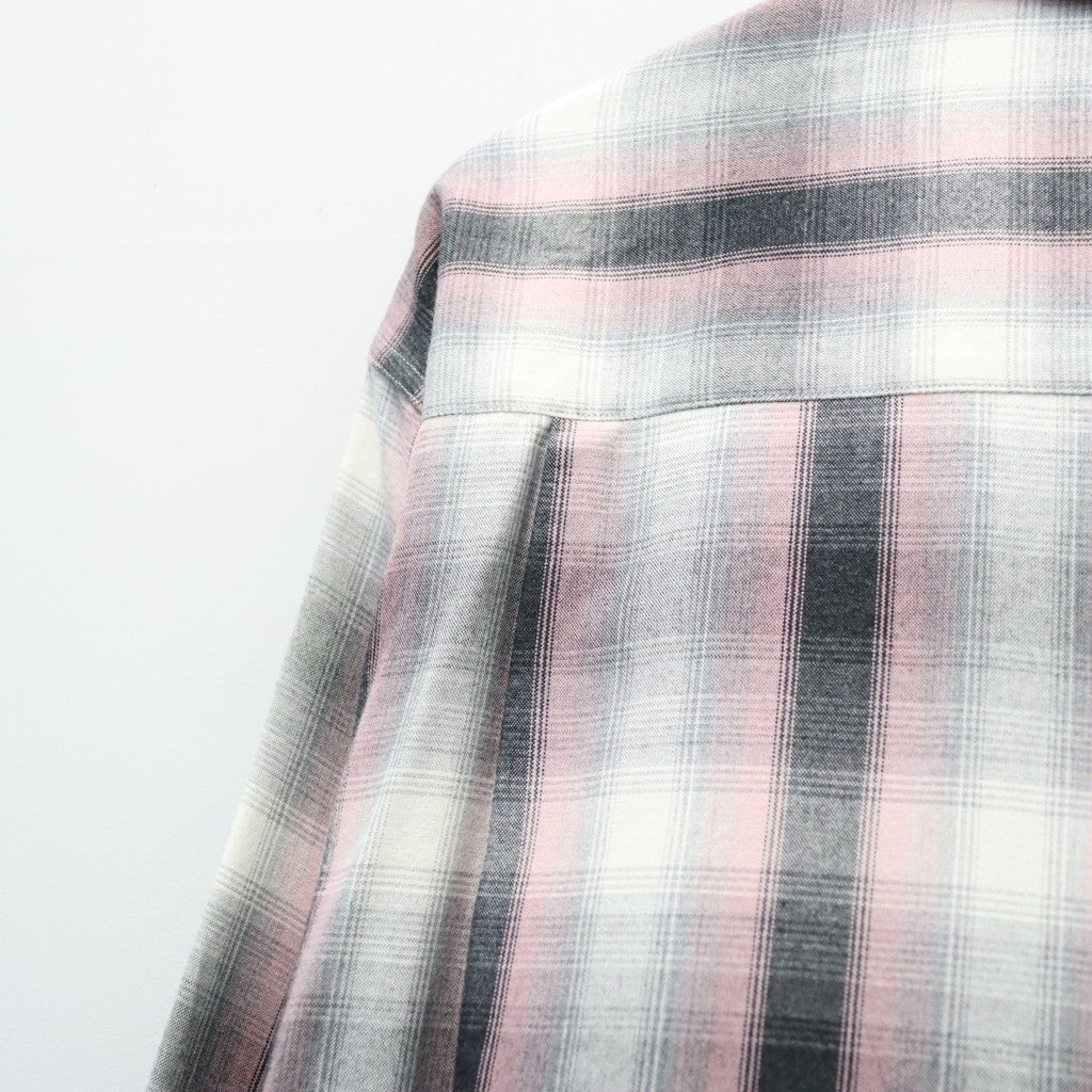 OMBRE CHECK OPEN COLLAR SHIRT L/S ( TYPE-2 ) #PINK [26FWE-WMS-OC02]