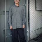 TECH REGULAR COLLAR SHIRT L/S GLEN CHECK #GRAY [BE-82025W]