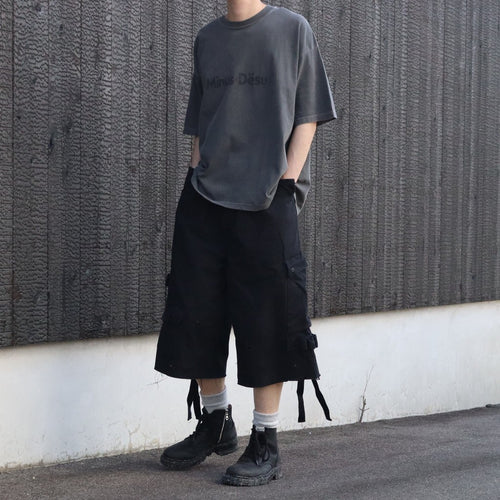 Heavy Cargo Short With Damaged(AGED CANVAS) #BLACK [M-P3-PT10]