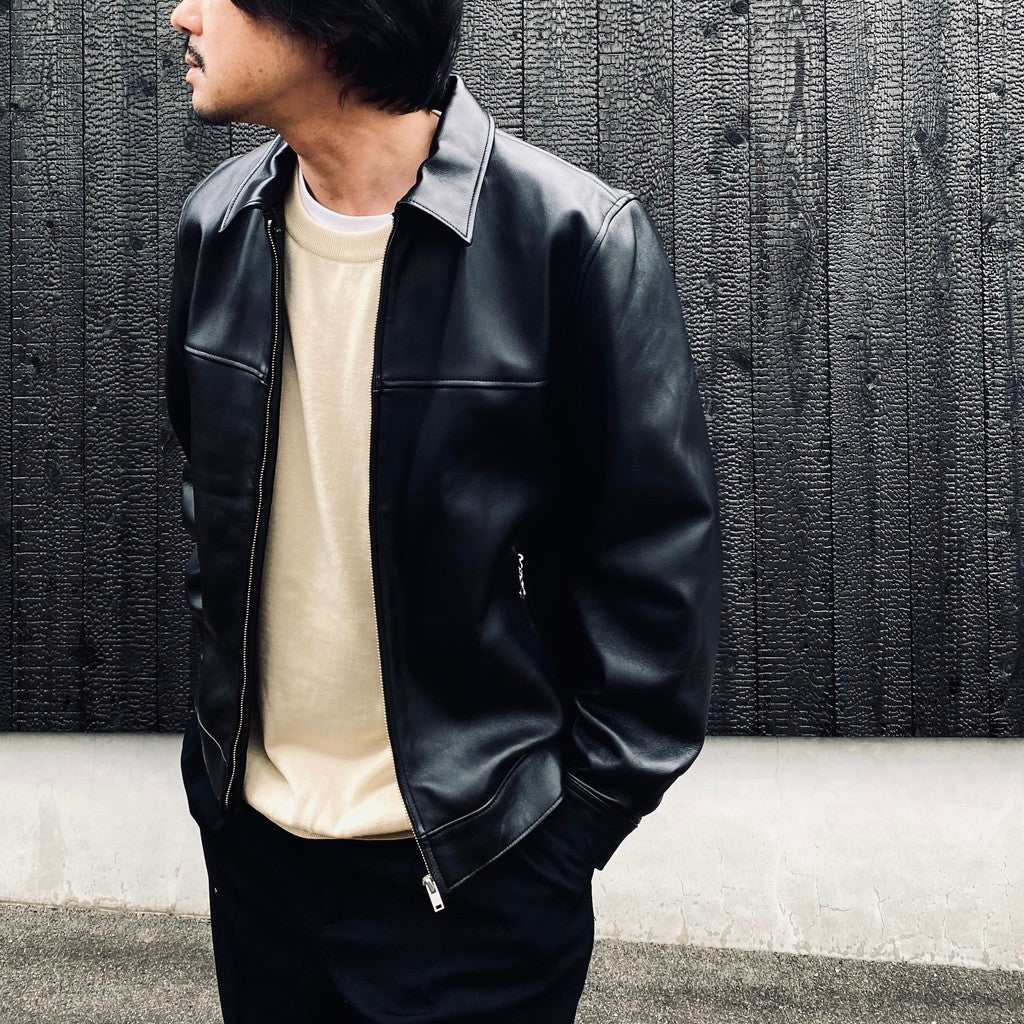 SINGLE RIDERS LEATHER JACKET ( TYPE-2 ) #BLACK [26FWE-WMO-BL04]