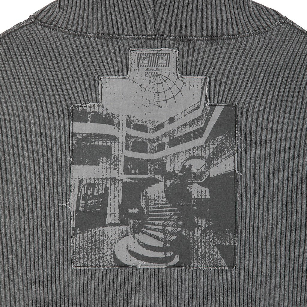 OVERDYE WIDE RIB CUT ZIP HOODY #CHARCOAL [CES27CS18]