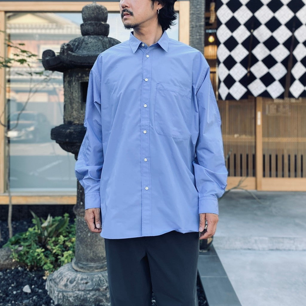 TECH REGULAR COLLAR SHIRT L/S SOLID #SAX [BE-84026W]