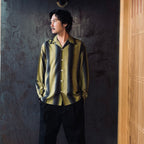 STRIPED OPEN COLLAR SHIRT L/S #YELLOW [25FW-WMS-OC07]
