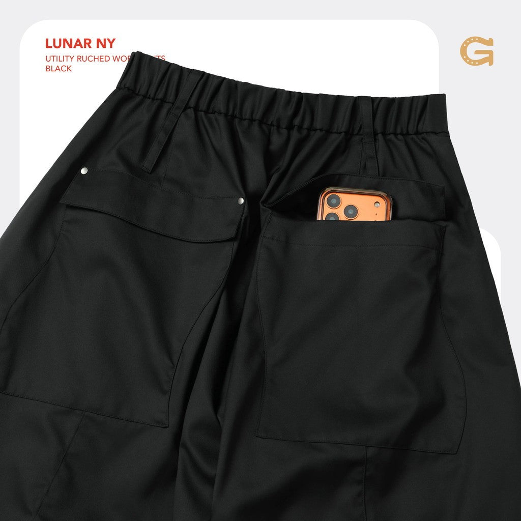 Lunar 26 - Utility Ruched Work Pants #Black [GOOPI-26SS-FEB-01]