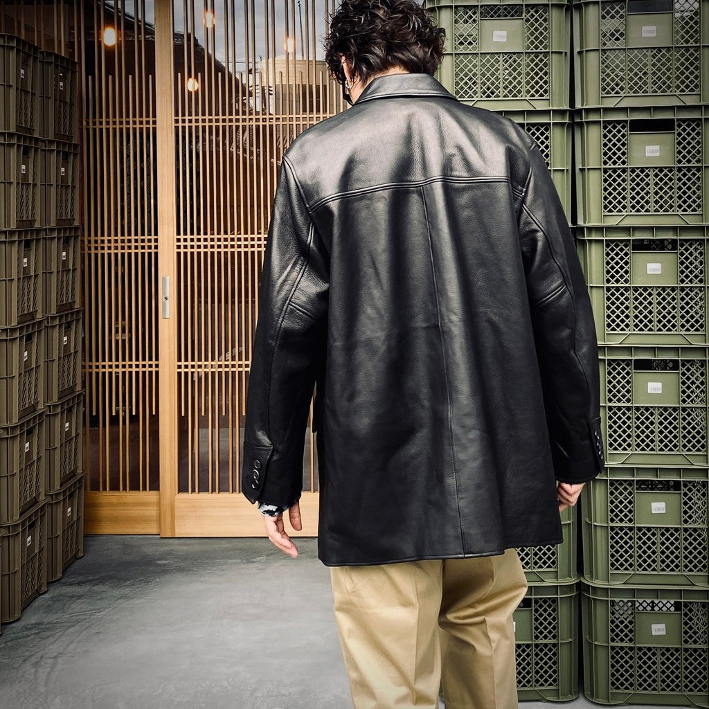 LEATHER COAT ( TYPE-2 ) #BLACK [25FW-WMO-CO04] - cocorozashi 三重