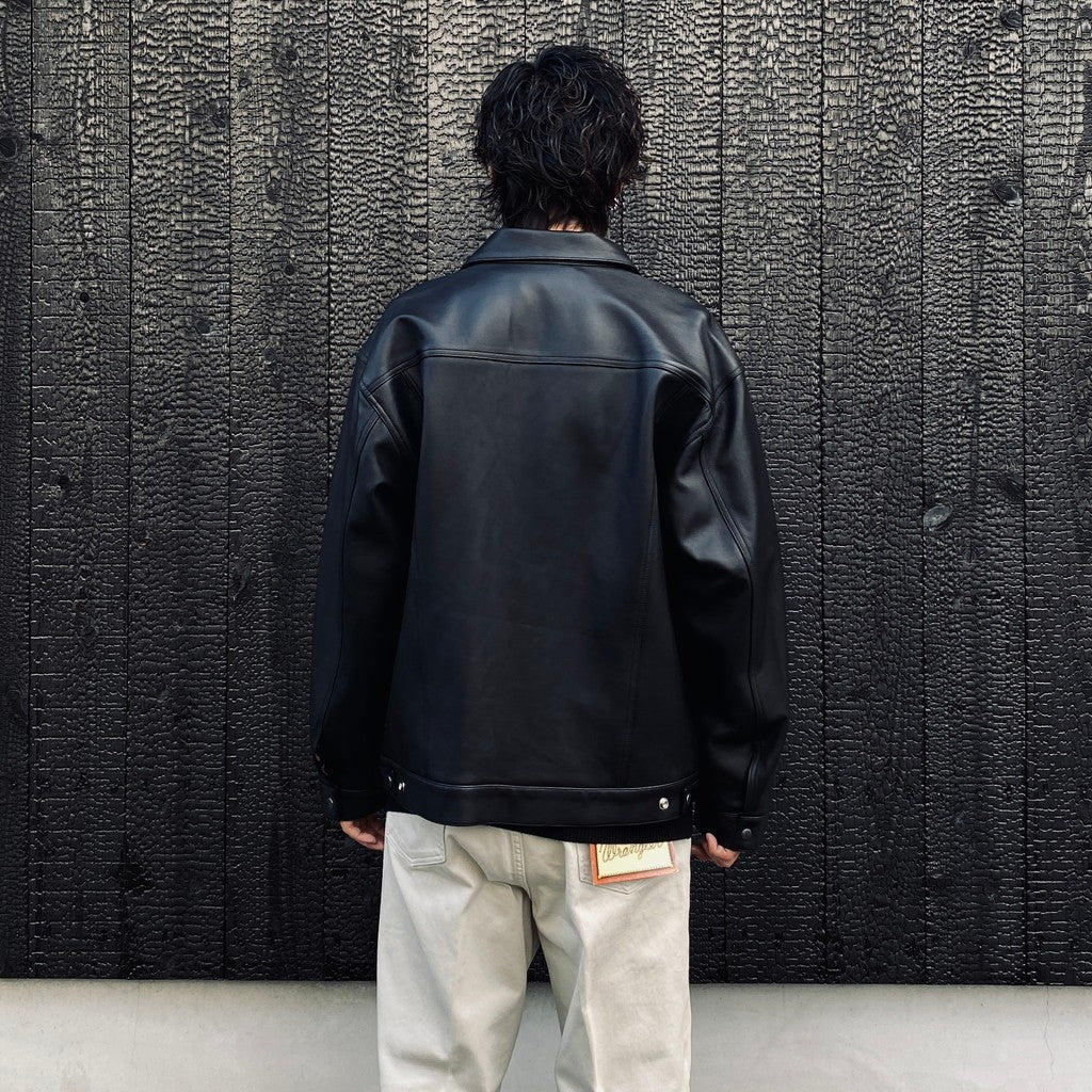 LEATHER TRUCKER JACKET ( TYPE-2 ) #BLACK [25FWE-WMO-BL02]