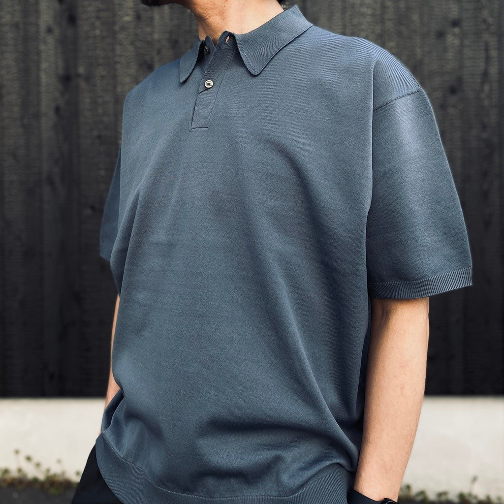 TECH KNIT POLO S/S #SMOKE BLUE [BE-43026]
