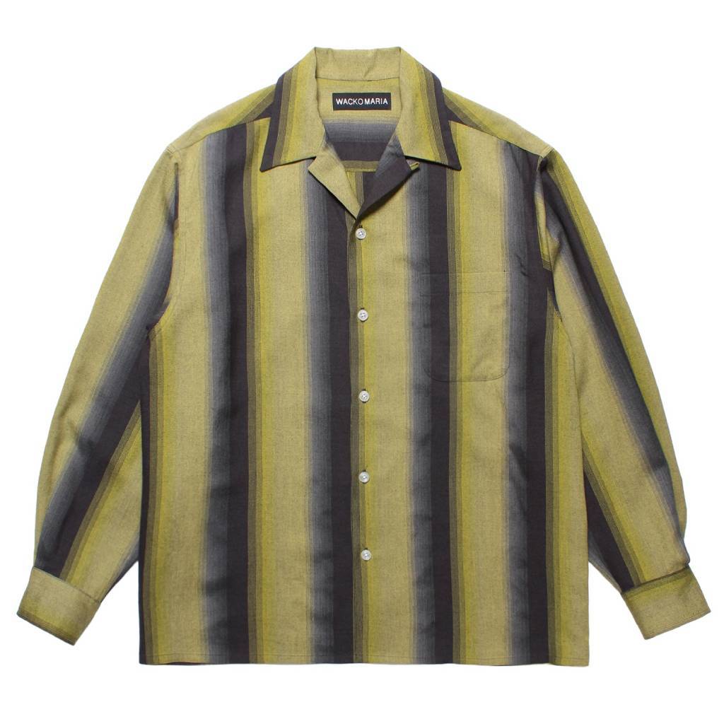STRIPED OPEN COLLAR SHIRT L/S #YELLOW [25FW-WMS-OC07]