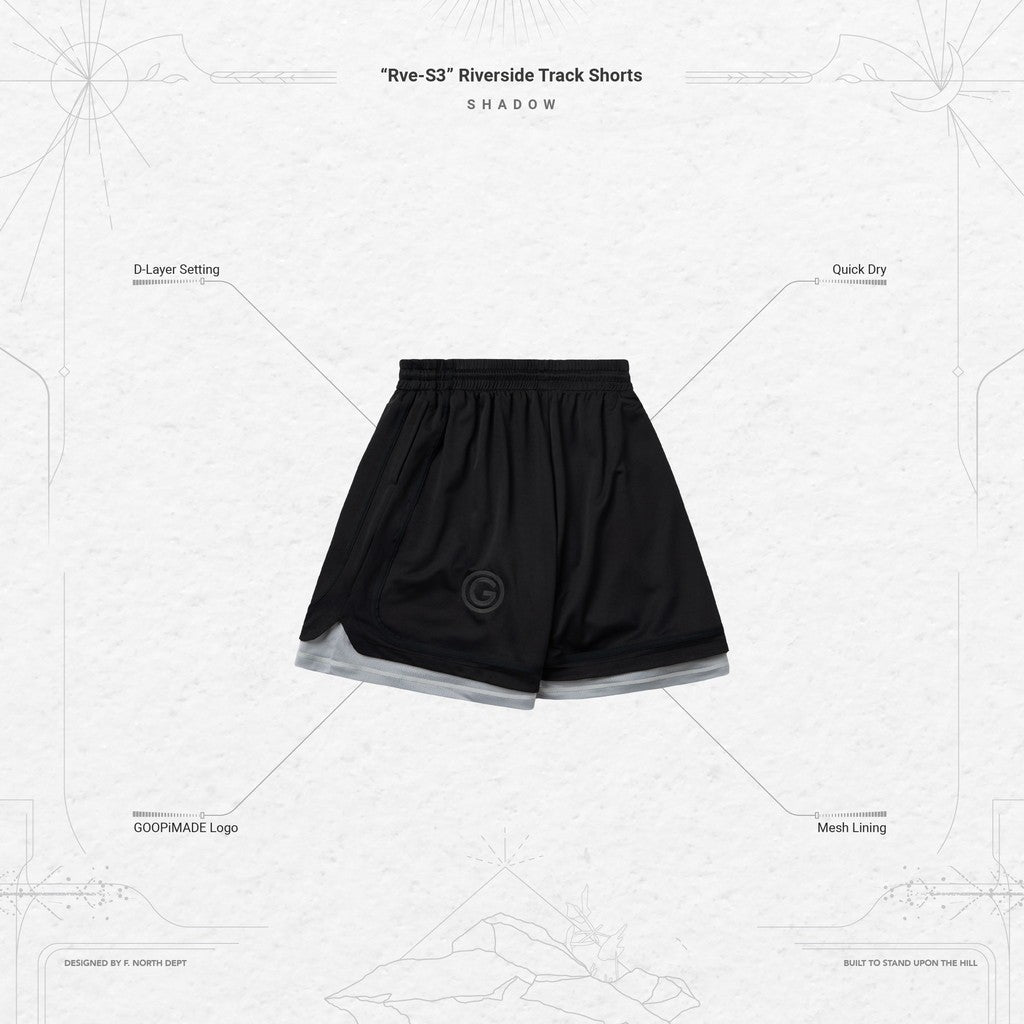 "Rve-S3" Riverside Track Shorts #SHADOW [GOOPI-24SS-MAY-01]