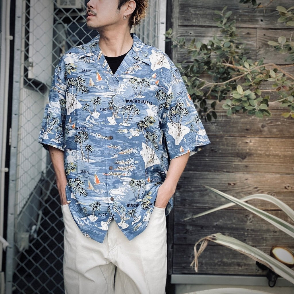 HAWAIIAN SHIRT S/S #BLUE [25SSE-WMS-HI04] - cocorozashi 三重県