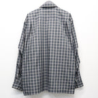 TECH SPORTS OPEN COLLAR SHIRT L/S GREN PLAID #CHARCOAL [BE-82026]