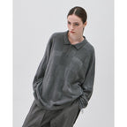 AES | “GAT-01K”棋盤格針織Polo衫 #灰色 [GOOPI-24AW-SEP-03]