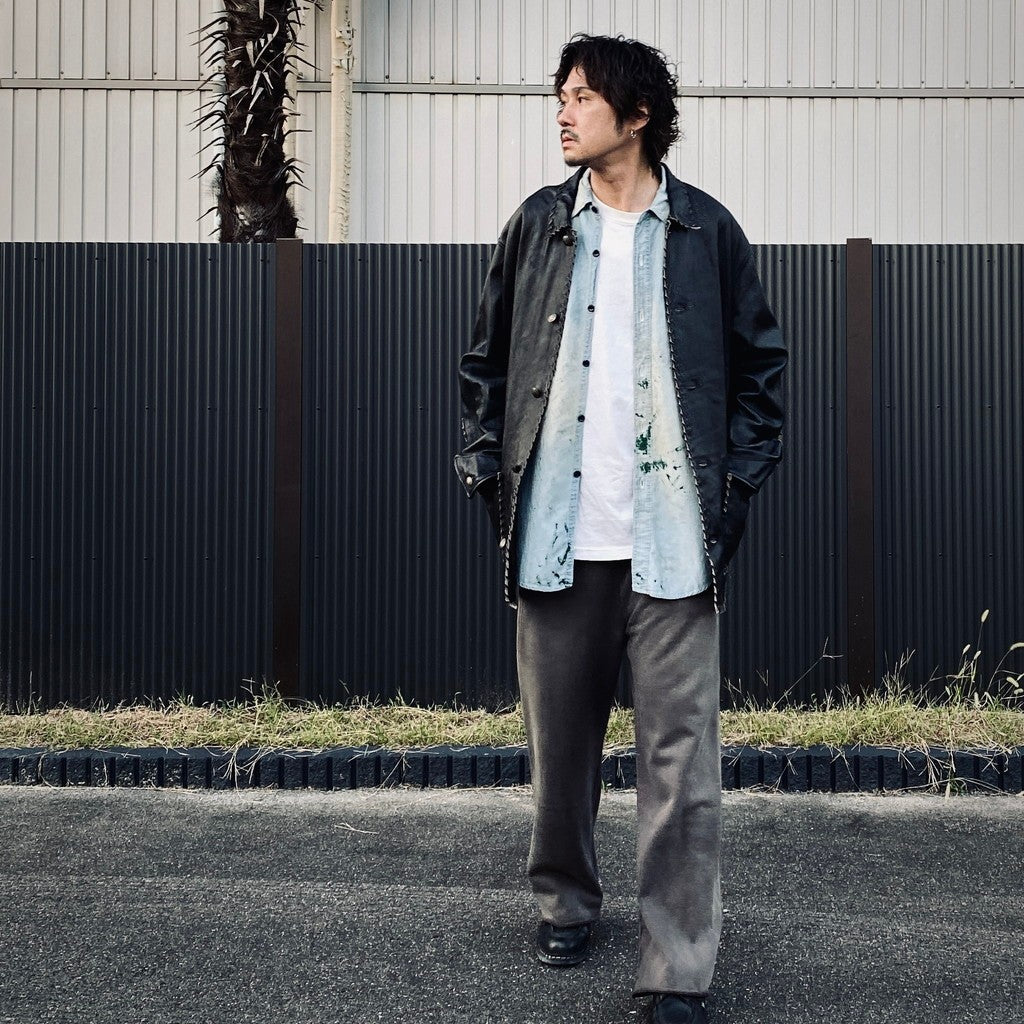 PAINT STAINED CHAMBRAY SHIRT, VENT HOLES #AGED INDIGO [BW252-PSCSV]