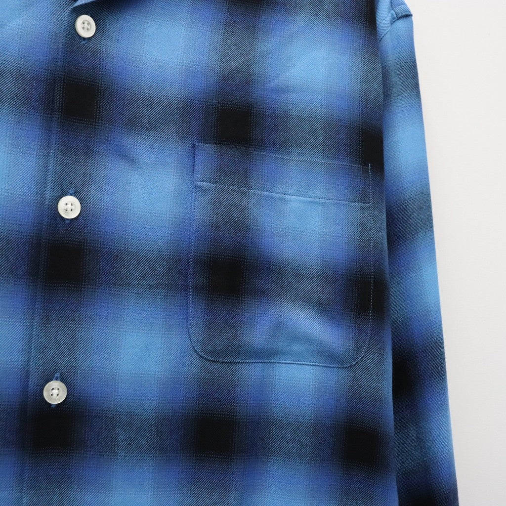 OMBRE CHECK OPEN COLLAR SHIRT L/S ( TYPE-5 ) #BLUE [26FW-WMS-OC08]