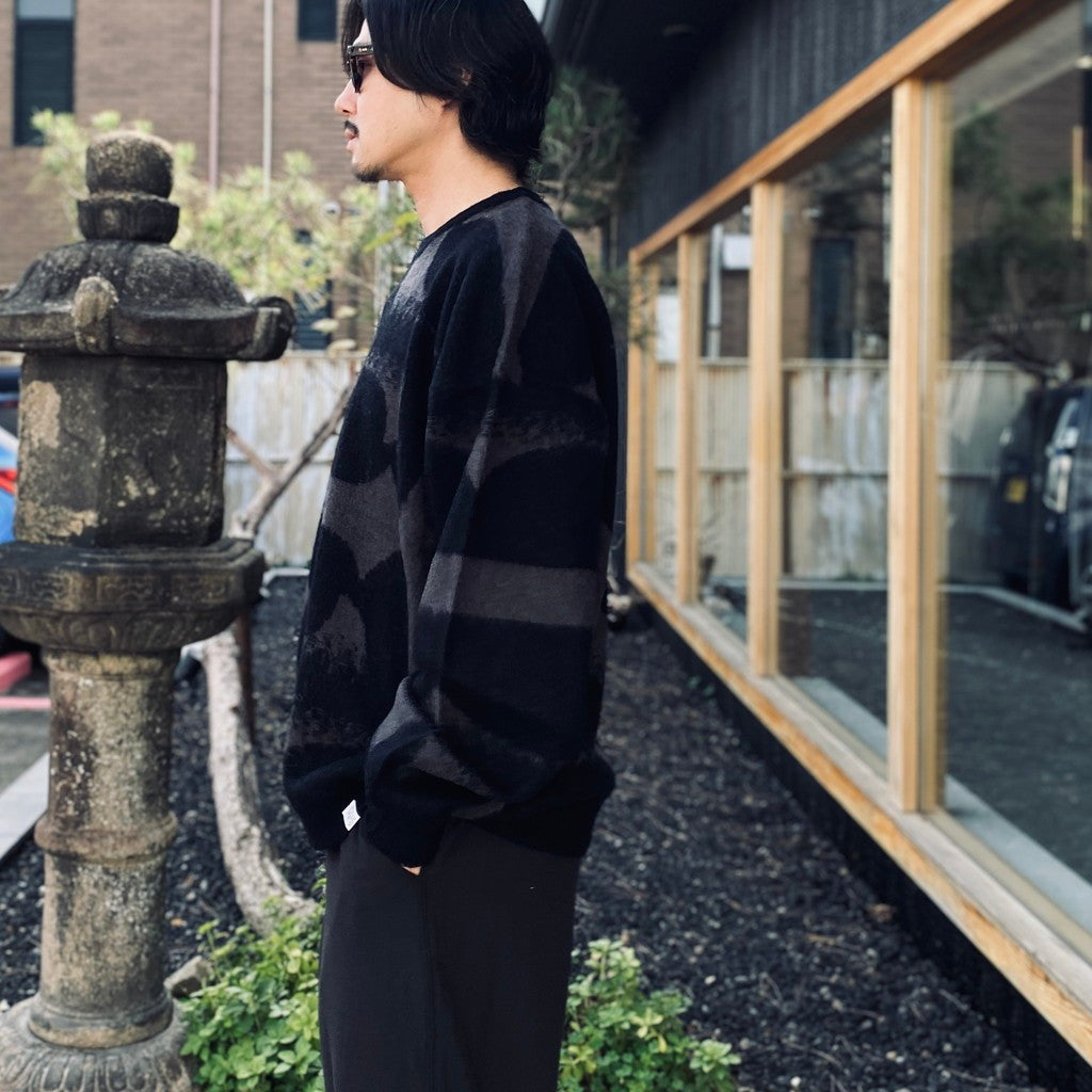 PATTERN MOHAIR KNIT #Black [26FW_KN01]