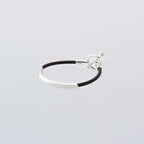 Round Leather Bracelet -Black- #SILVER [XOLB004S-BLK]