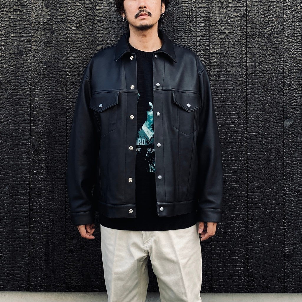 LEATHER TRUCKER JACKET ( TYPE-2 ) #BLACK [25FWE-WMO-BL02