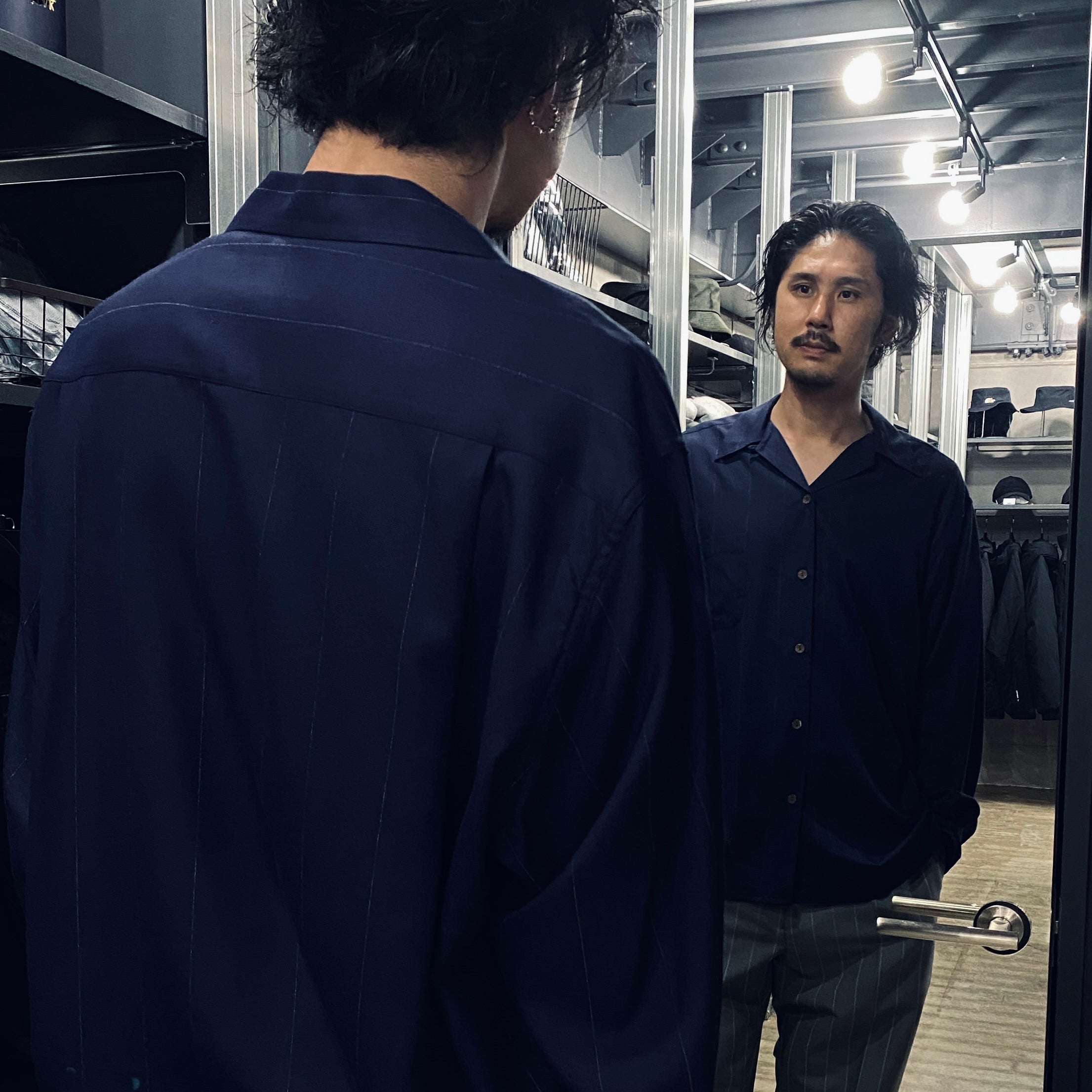 KASURI OPEN COLLAR SHIRT L/S #NAVY [23FW-WMS-OC07] - cocorozashi