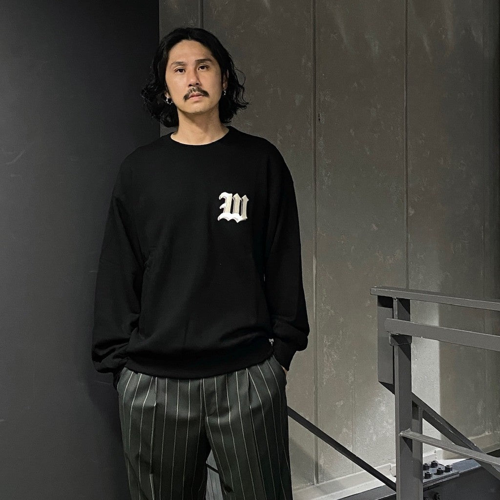 MIDDLE WEIGHT CREW NECK SWEAT SHIRT ( TYPE-2 ) #BLACK [24FW-WMC-SS08]