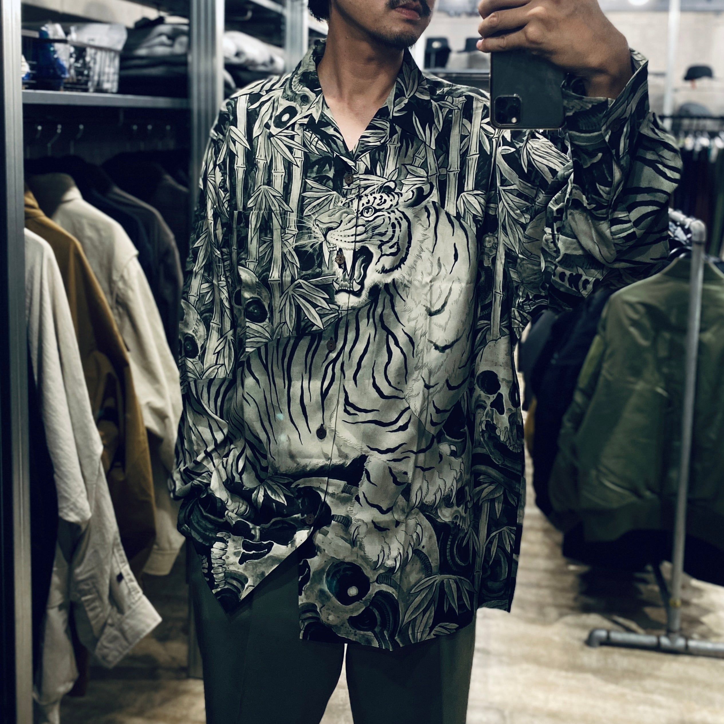 TIM LEHI | HAWAIIAN SHIRT L/S -TYPE 1- #OLIVE [23FW-WMS-HI01]