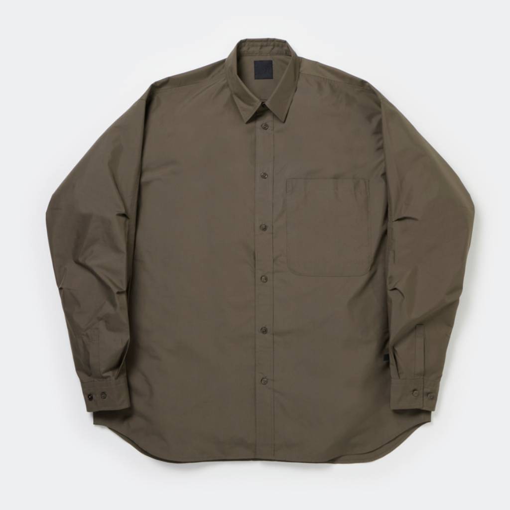 TECH REGULAR COLLAR SHIRT L/S #BROWNKAHKI [BE-83025W]