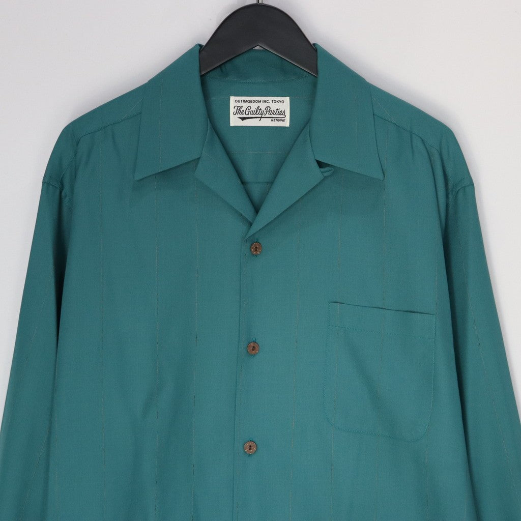 KASURI OPEN COLLAR SHIRT L/S #GREEN [25SSE-WMS-OC03]
