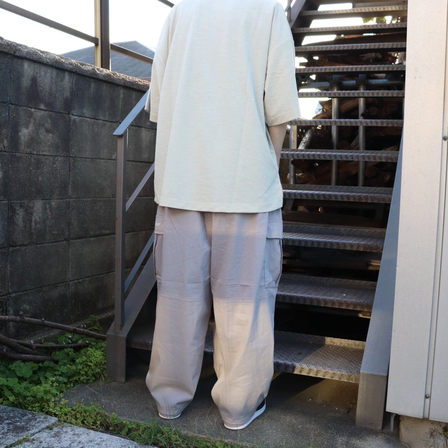 SEERSUCKER CARGO BALLOON PANTS #Grey [SU25-B06]