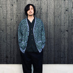 LEOPARD MOHAIR JACQUARD CARDIGAN #BLUE [26FW-WMK-KN17]