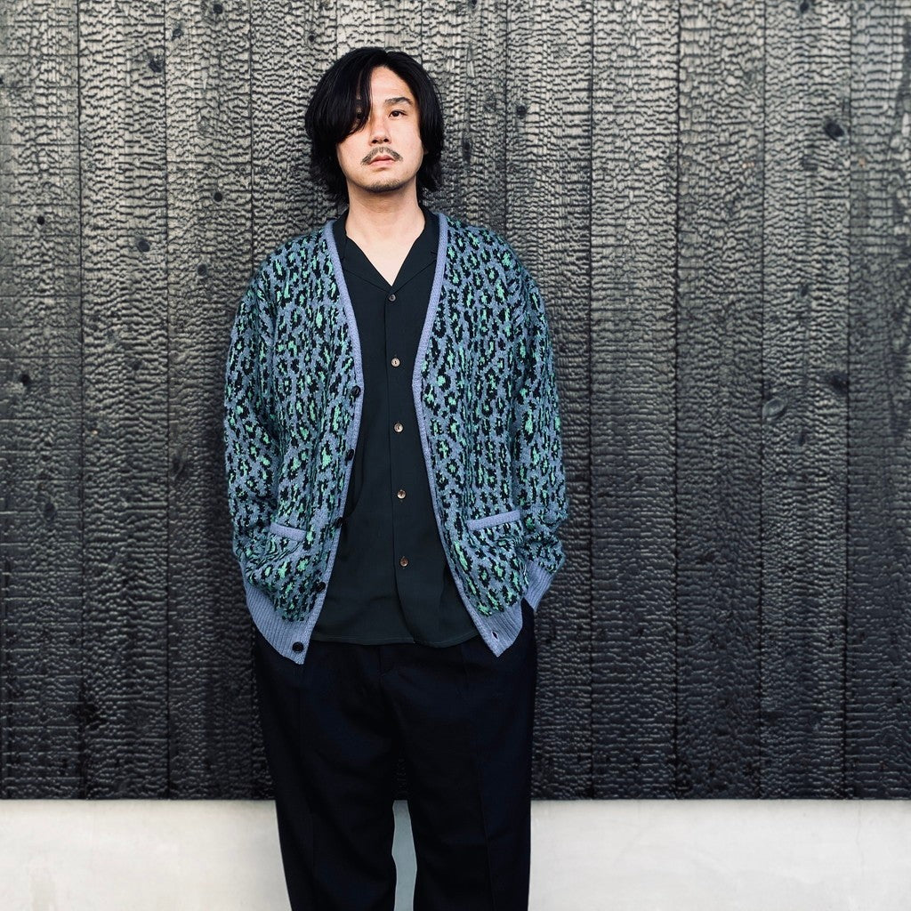 LEOPARD MOHAIR JACQUARD CARDIGAN #BLUE [26FW-WMK-KN17]