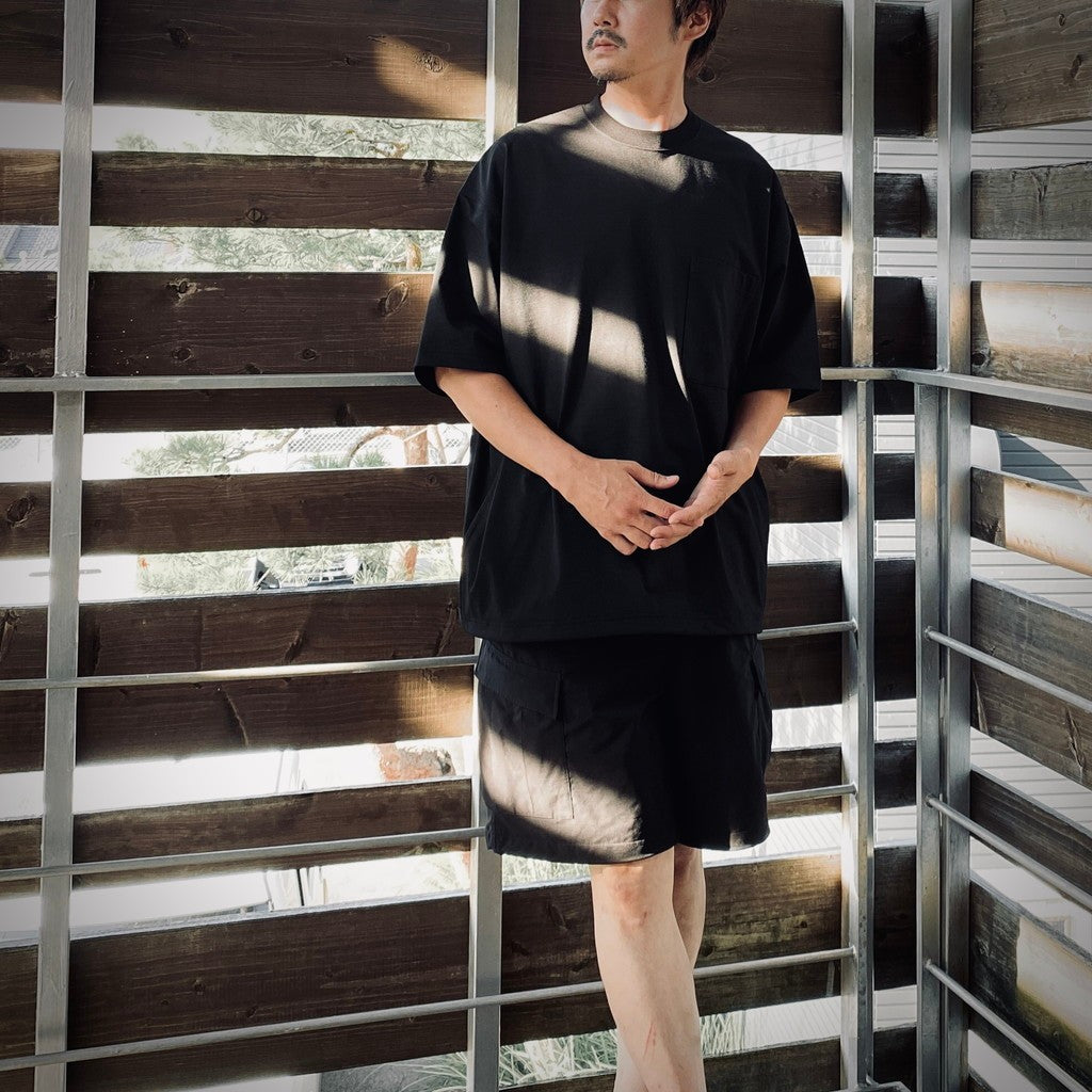 科技口袋圓領短袖T卹 #黑色 [BE-32025W]