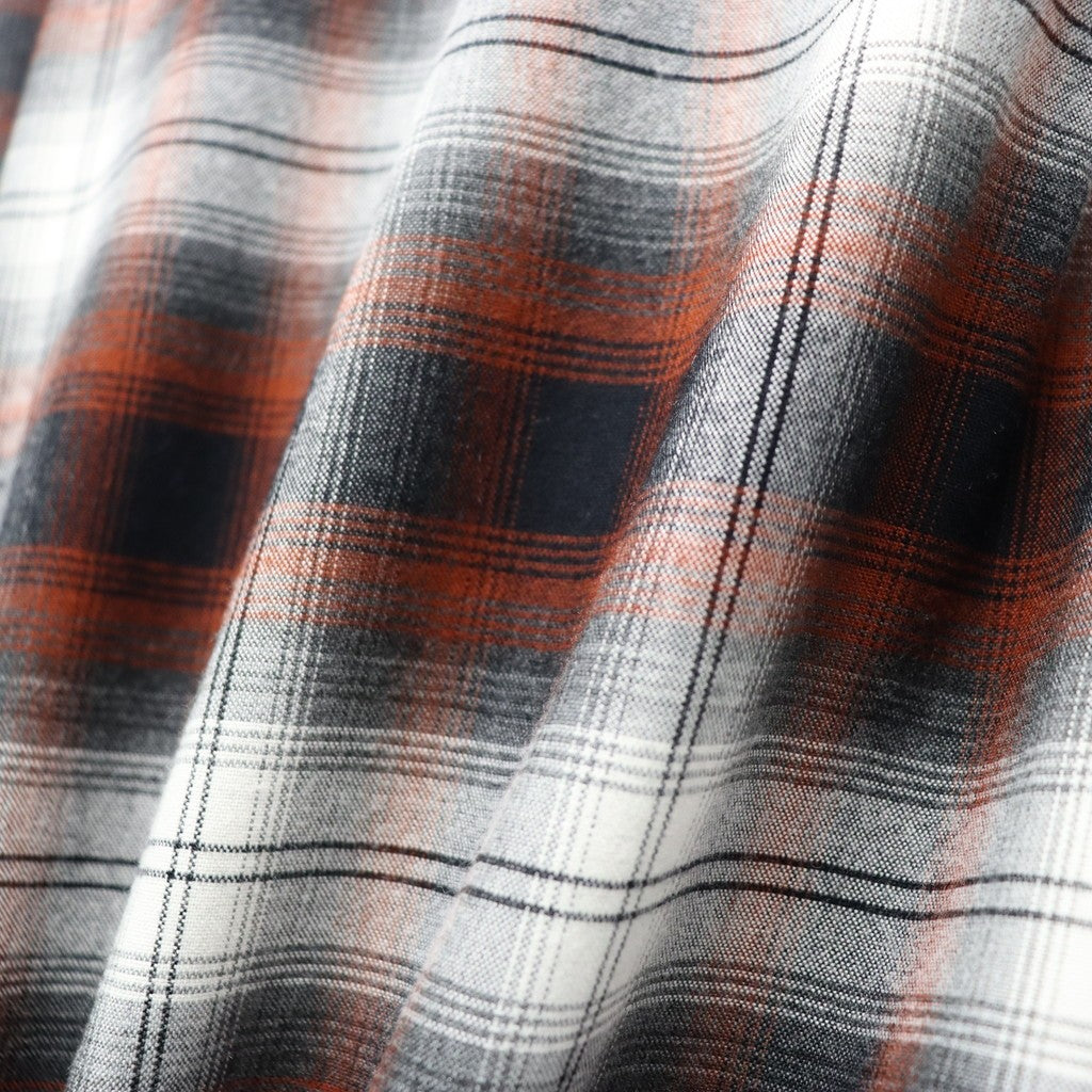 OMBRE CHECK OPEN COLLAR SHIRT S/S ( TYPE-2 ) #BROWN [26SS-WMS-OC10]