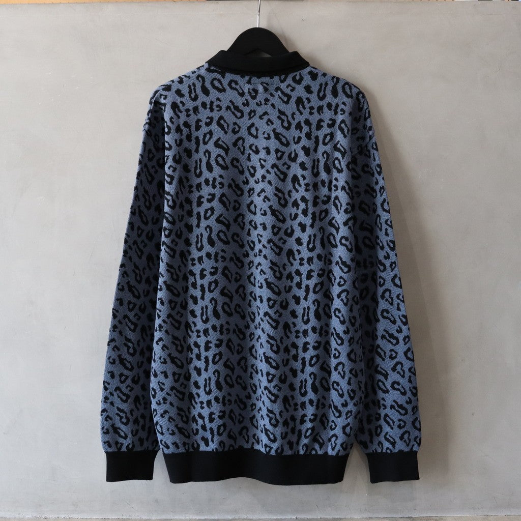 LEOPARD KNIT POLO SHIRT #BLUE [24FW-WMK-KN13]
