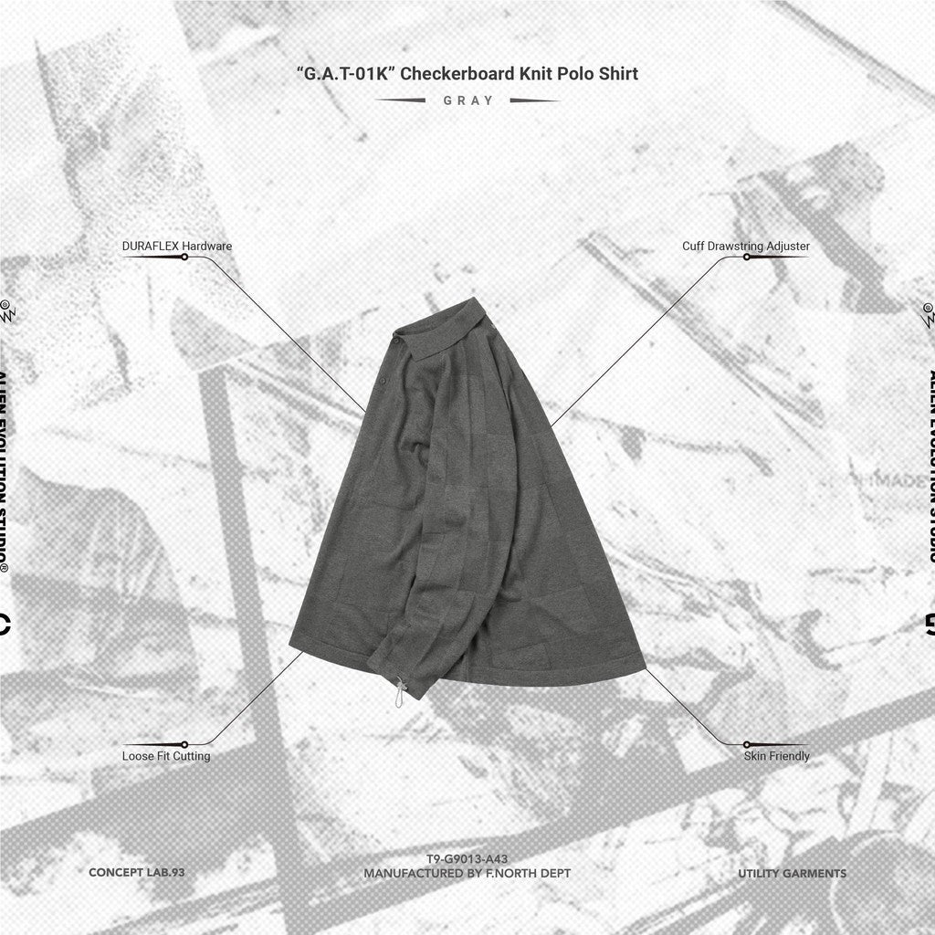 AES | “GAT-01K”棋盤格針織Polo衫 #灰色 [GOOPI-24AW-SEP-03]