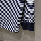 TECH POLO SHIRTS L/S #WHITE/NAVY BORDER [BE-31024]