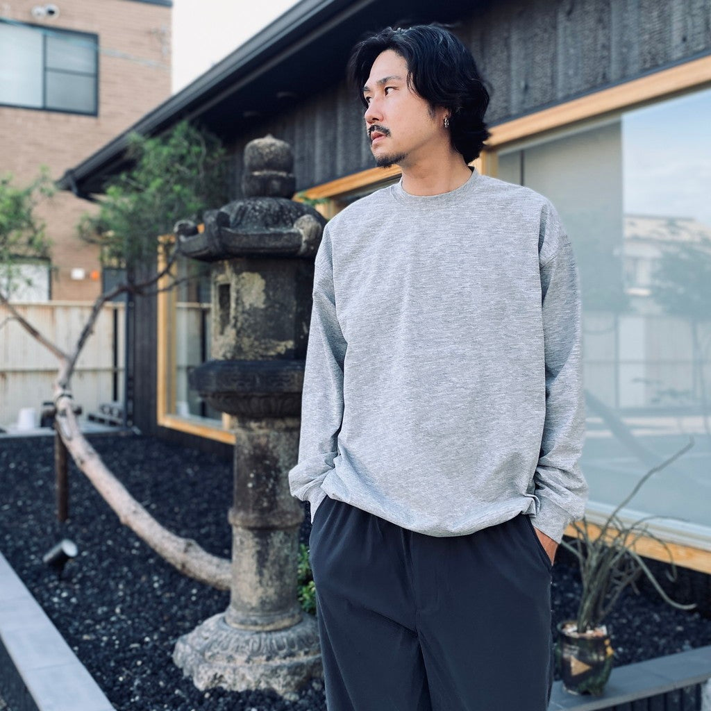 TECH DRAWSTRING TEE L/S #HEATHER GRAY [BE-31026W]