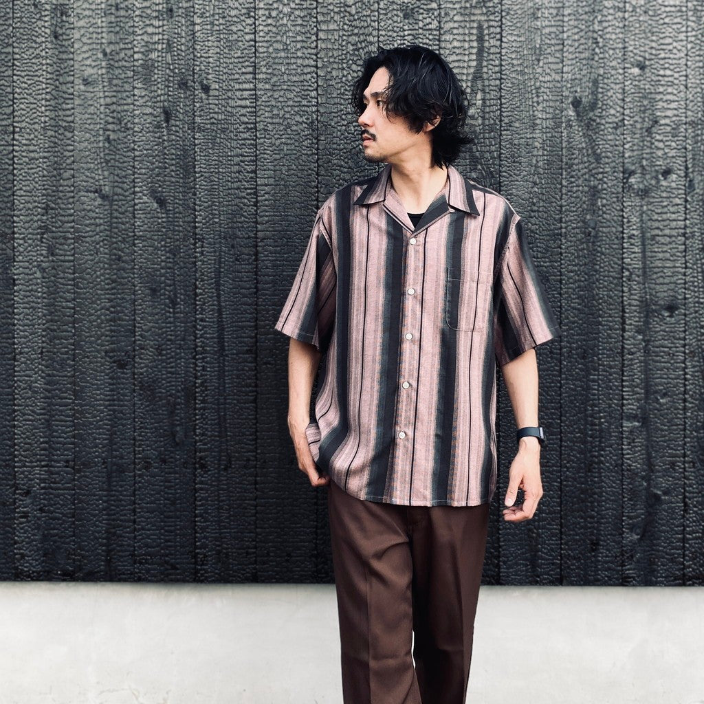 OMBRE STRIPED OPEN COLLAR SHIRT S/S #PINK [26SS-WMS-OC12]