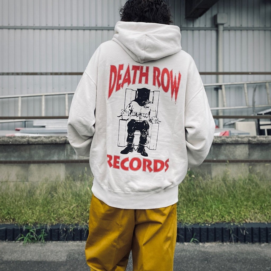 DEATH ROW RECORDS | WASHED MIDDLE WEIGHT PULLOVER HOODED SWEAT SHIRT #IVORY [DEATHROW-WM-SS02]