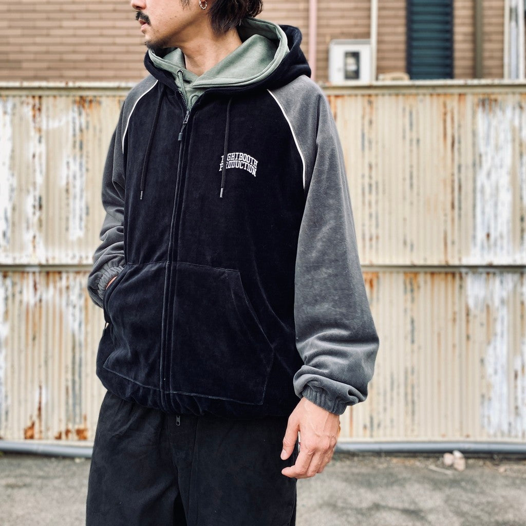 VELOUR PIPING HOODED JKT #Black [FW25-JK10] - cocorozashi 三重県